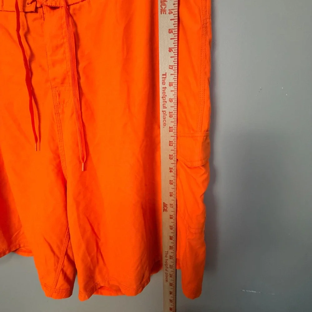 Ron Jon Mens Board Shorts Size 40 Orange Unlined Cargo Swim Trunks